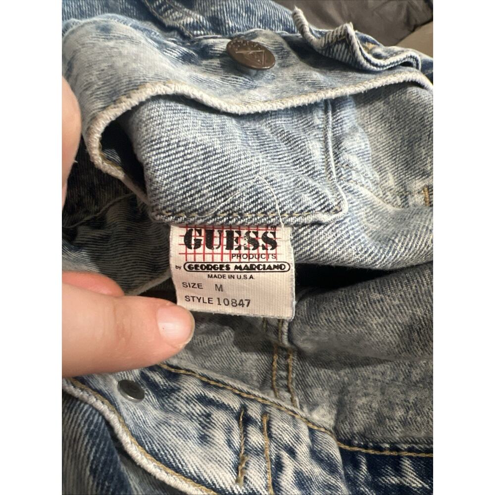 Vintage 80s GUESS By Georges Marciano Acid Wash Jean Jacket Medium Denim - Picture 12 of 12